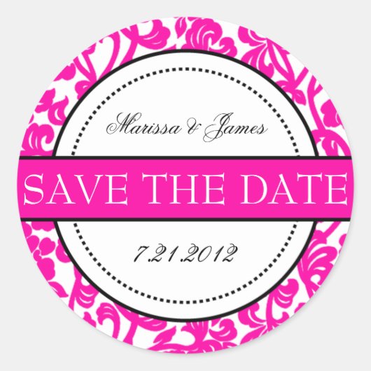 ゴシックホワイト&ピンクフローリッシュ封筒用シール ラウンドシール (正面)