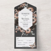 ゴシックボホモスブラック&ブラウンフローラディナー オールインワン招待状 (内側)