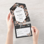 ゴシックボホモスブラック&ブラウンフローラNo Dinner オールインワン招待状 (貼ってはがせる)