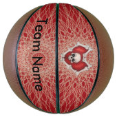 ゴシックボーン赤いハートとスカルオンらせん状 バスケットボール (縦)