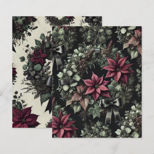 ゴシックポインセチアリースフェスティバルスクラップブック紙 (正面/裏面)