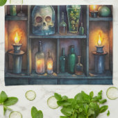 ゴシックポーションボトル – 暗いファンタジーウィッチー キッチンタオル (折り畳み)