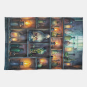 ゴシックポーションボトル – 暗いファンタジーウィッチー キッチンタオル (横)