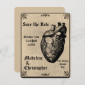 ゴシックマカブルハートゴシック日付の保存招待状 招待状 (正面/裏面)