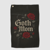 ゴシックマムレッドローズフローラビクトリアン金ゴールドタイポグラフィ ゴルフタオル (正面)