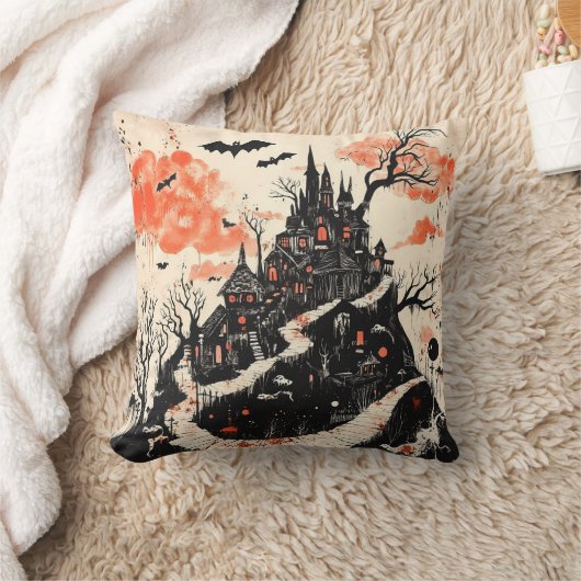ゴシックマンションハロウィーンダークエステティック クッション (ブランケット)