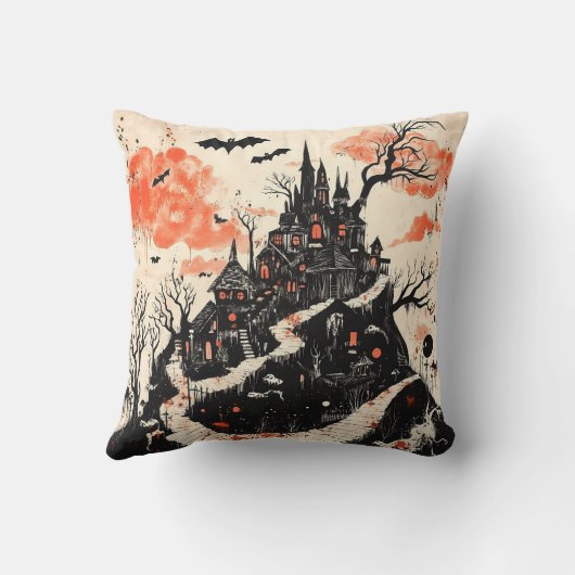 ゴシックマンションハロウィーンダークエステティック クッション (裏面)