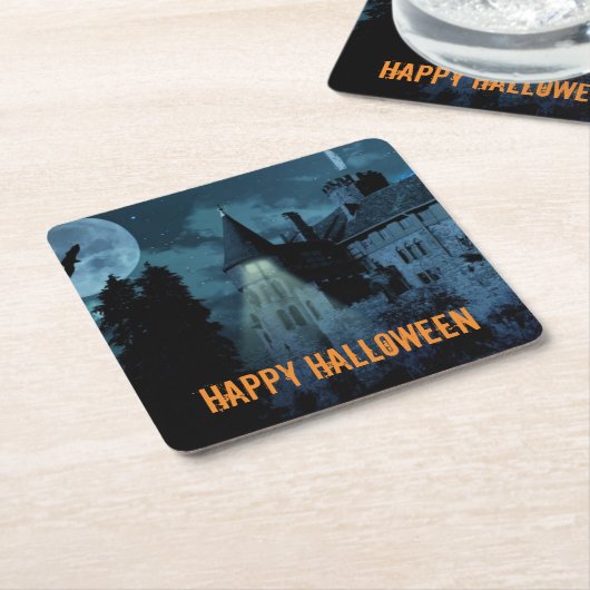 ゴシックマンショ幽霊のよく出るンハロウィーン スクエアペーパーコースター (アングル)