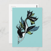 ゴシックマーメイドビューティフルブルーグリーンインクスケッチ ポストカード (正面/裏面)