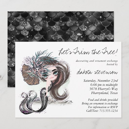 ゴシックマーメイド | すべてが甘いわけではない ツリー トリム パーティ 招待状 (正面/裏面)