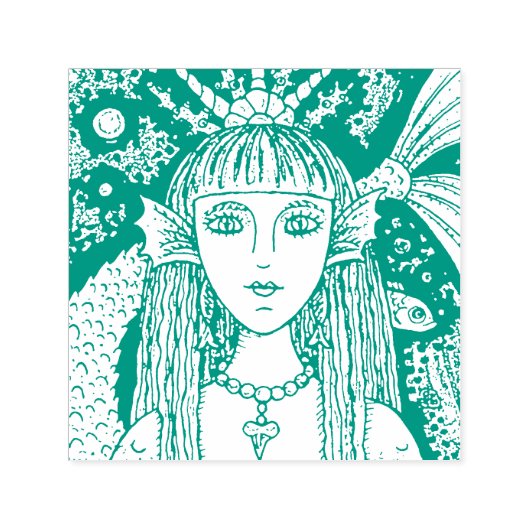 ゴシックマーメイド、ブラックシーサイレンファンタジーウィムジー、魚 セルフインキングスタンプ (デザイン)