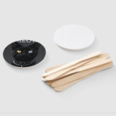 ゴシックミスティック: 黒猫とクロームの「MEOW」美学 ハンドファン (組立なし)