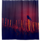 ゴシックミッドナイトスカイの下でカラスを回す シャワーカーテン (正面)