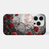 ゴシックムーンと赤いバラ iPhoneケース (裏面横)