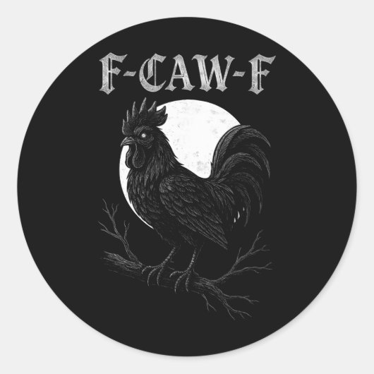 ゴシックムーン面白い雄鶏 F Cawf ニワトリ Bir ラウンドシール (正面)