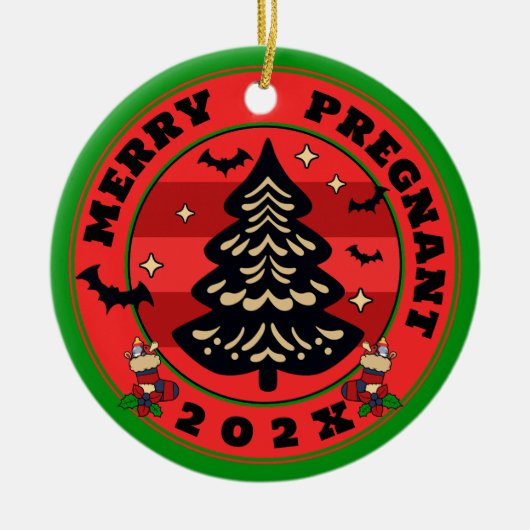 ゴシックメリーと妊娠中のクリスマス セラミックオーナメント (正面)