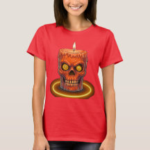 ゴシックメルトスカルキャンドルウィメンズTシャツ - Spoo