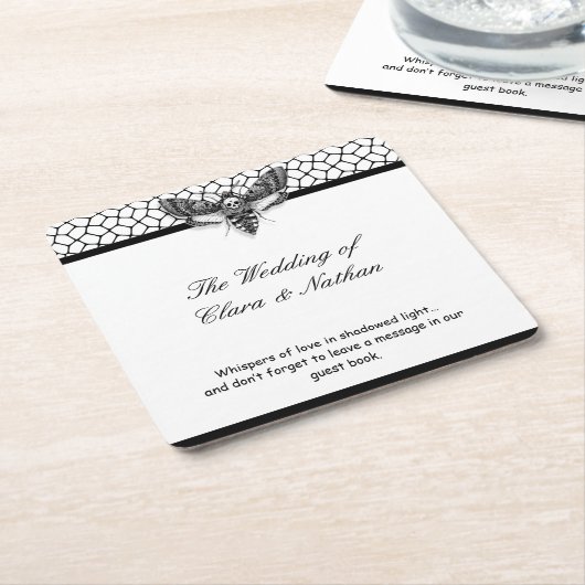 ゴシックモススカル結婚ズ – ダークエレガント スクエアペーパーコースター (アングル)