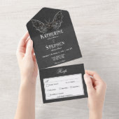 ゴシックモスムーディーブラック&ホワイトディナー オールインワン招待状 (貼ってはがせる)