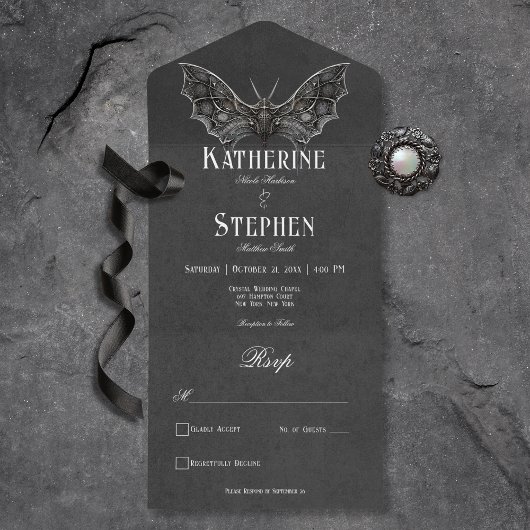 ゴシックモスムーディーブラック&ホワイトディナー オールインワン招待状