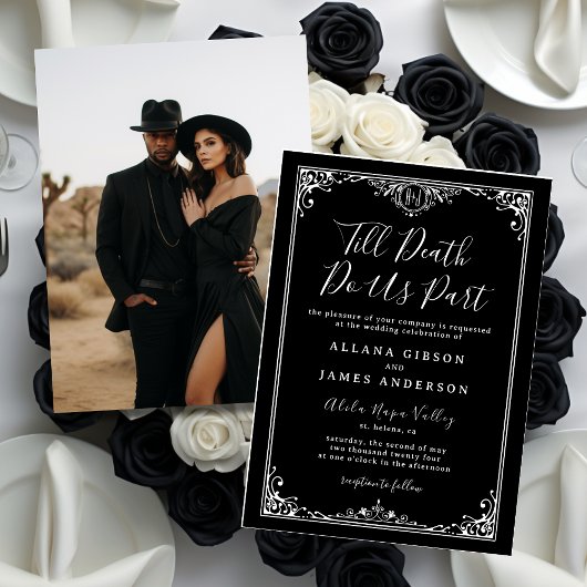 ゴシックモノグラム結婚式 Till Death Do Us Part 箔招待状