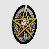 ゴシックユール（キリスト降誕祭）ツリー星形五角形ブラック&ホワイト オーナメント (正面)