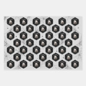 ゴシックライトグレースカルとストライプハロウィーン ラッピングペーパーシート (正面)