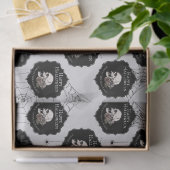 ゴシックライトグレーフローラスカルハロウィーン 薄葉紙 (ギフト)