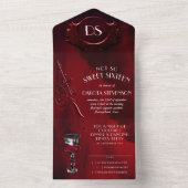 ゴシックラグジュアリー | 黒と血紅のスイート16 オールインワン招待状 (内側)