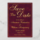 ゴシックラシッククエレガントブルゴーニュ金ゴールド保存日 箔招待状 (正面)