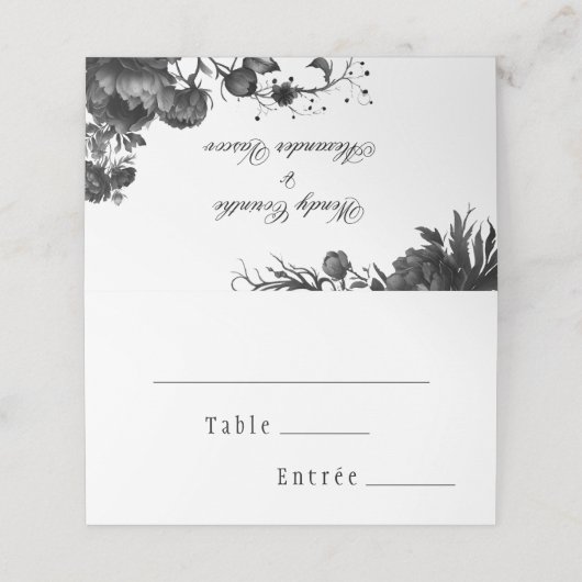 ゴシックラシッククホワイトメニュー選択折り曲げ座席表 プレイスカード (外部開封)