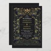 ゴシックラヴェン フローラルグリーン ウェディング 招待状 (正面/裏面)
