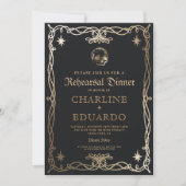 ゴシックリハーサルディナーブラック金ゴールド 招待状 (正面)