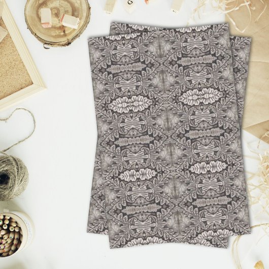 ゴシックルネサンス華美銀の灰色の部族のパターン 薄葉紙