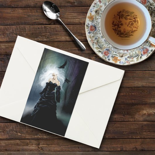 ゴシックレイヴンの森の女性ブラック 長方形シール