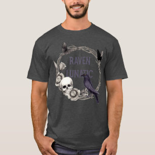 ゴシックレイヴンスカルと花レイヴン狂人 Tシャツ