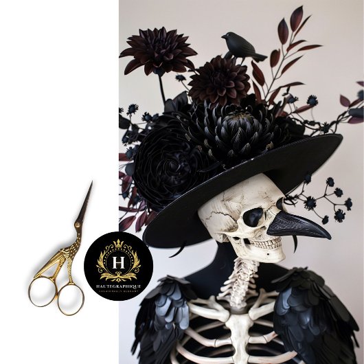 ゴシックレイヴン羽毛スケルトンスカルデコページ 薄葉紙