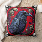 ゴシックレイヴン(スカル) クッション (ブランケット)