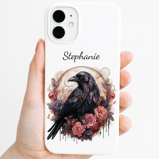 ゴシックレイヴン ダークアカデミア フラワー柄 iPhone 16ケース