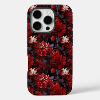 ゴシックレッドキクダークフラワー iPhone 16 PROケース