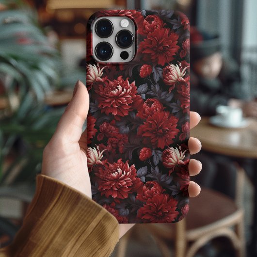 ゴシックレッドキクダークフラワー iPhoneケース
