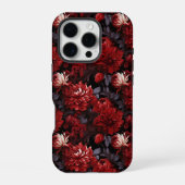 ゴシックレッドキクダークフラワー iPhoneケース (裏面)