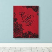 ゴシックレッドグランジブラックレース結婚ズモノグラム キャンバスプリント (インサイチュ (ウッドフロア))