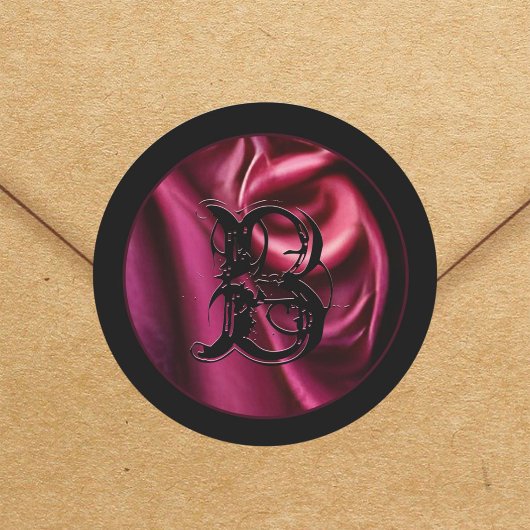 ゴシックレッドサテン生地バンピーブラックモノグラムゴシック ラウンドシール
