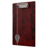 ゴシックレッドダマスクシルバーハート クリップボード (左)