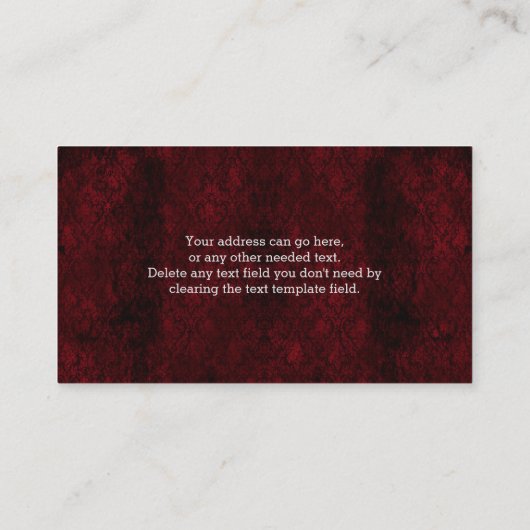 ゴシックレッドダマスクシルバーハート 名刺 (裏面)