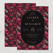 ゴシックレッドフラワースカル 招待状 (正面/裏面)