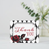 ゴシックレッドローズグランジダイヤモンドプリントサンキューカード サンキューカード (スタンド正面)