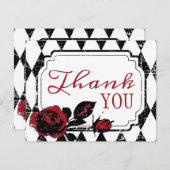 ゴシックレッドローズグランジダイヤモンドプリントサンキューカード サンキューカード (正面/裏面)