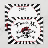 ゴシックレッドローズスカルグランジパイレーツサンキューカード サンキューカード (正面/裏面)
